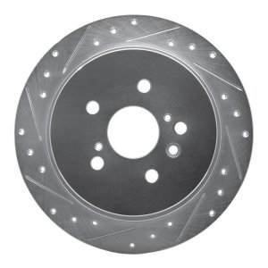 Toyota Highlander Brake Rotor (1) - Rear Left - R1 Concepts - Drilled & Slotted - Silver - `08-`13 Toyota Highlander Brake Rotor (1) - Rear Left - R1 Concepts - Drilled & Slotted - Silver - `08-`13